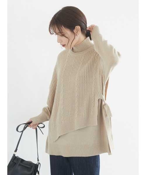 Green　Parks（グリーンパークス）の「モックネックニットプルオーバー＊（ニット/セーター・レディース・ベージュ/カーキ/ブラック・FREE）」の11枚目の写真