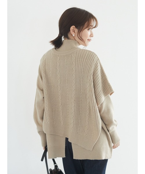 Green　Parks（グリーンパークス）の「モックネックニットプルオーバー＊（ニット/セーター・レディース・ベージュ/カーキ/ブラック・FREE）」の12枚目の写真