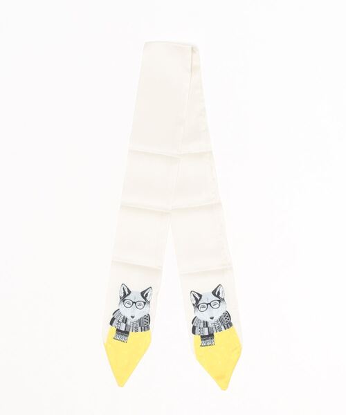 ma chere Cosette?(マシェールコゼット)の「ダンディーアニマル柄ツイリースカーフ(バンダナ/スカーフ・レディース・ライトグレー/ブラック/ピンク/グリーン/アイボリー/マスタード/ライトピンク・FREE)」の2枚目の写真