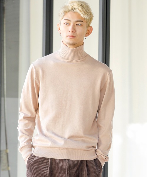 Beno（ビーノ）の「ミドルゲージ タートルネック ウォッシャブルソフトニット（ニット/セーター・メンズ・ブルーグリーン/ライトグレー/アッシュブラウン/グレイッシュベージュ/オフホワイト/チャコールグレー/ブラック・M/L）」の6枚目の写真