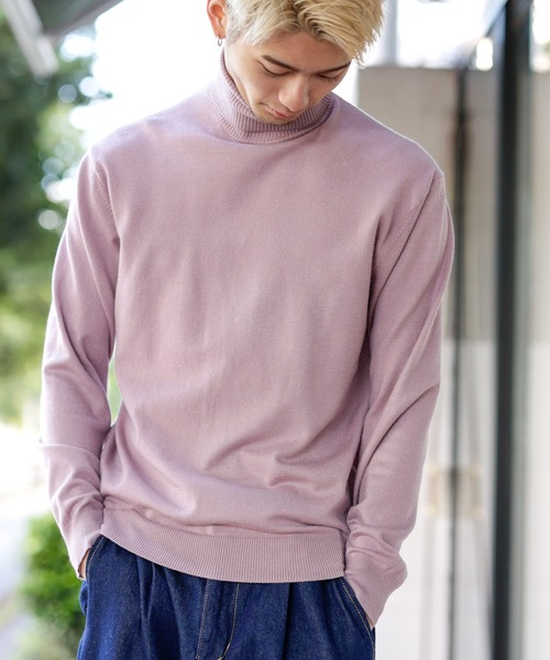 Beno（ビーノ）の「ミドルゲージ タートルネック ウォッシャブルソフトニット（ニット/セーター・メンズ・ブルーグリーン/ライトグレー/アッシュブラウン/グレイッシュベージュ/オフホワイト/チャコールグレー/ブラック・M/L）」の8枚目の写真