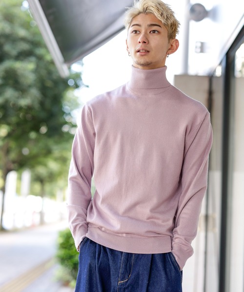 Beno（ビーノ）の「ミドルゲージ タートルネック ウォッシャブルソフトニット（ニット/セーター・メンズ・ブルーグリーン/ライトグレー/アッシュブラウン/グレイッシュベージュ/オフホワイト/チャコールグレー/ブラック・M/L）」の9枚目の写真