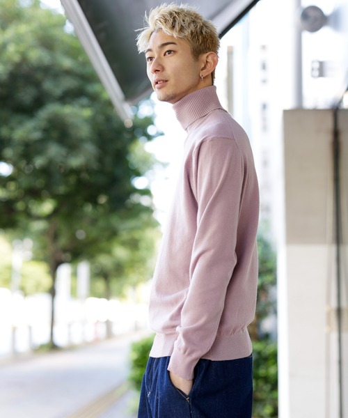 Beno（ビーノ）の「ミドルゲージ タートルネック ウォッシャブルソフトニット（ニット/セーター・メンズ・ブルーグリーン/ライトグレー/アッシュブラウン/グレイッシュベージュ/オフホワイト/チャコールグレー/ブラック・M/L）」の10枚目の写真