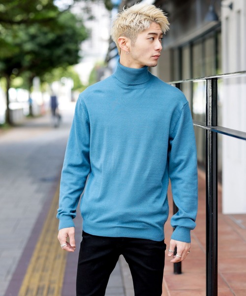 Beno（ビーノ）の「ミドルゲージ タートルネック ウォッシャブルソフトニット（ニット/セーター・メンズ・ブルーグリーン/ライトグレー/アッシュブラウン/グレイッシュベージュ/オフホワイト/チャコールグレー/ブラック・M/L）」の13枚目の写真