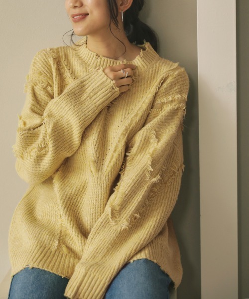 Bou Jeloud（ブージュルード）の「もちもちフリンジニット（ニット