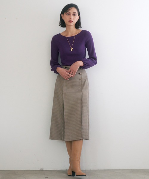 ANAYI（アナイ）の「チェックタック　スカート（スカート・レディース・ブラウン/ブラック・38/36）」の3枚目の写真