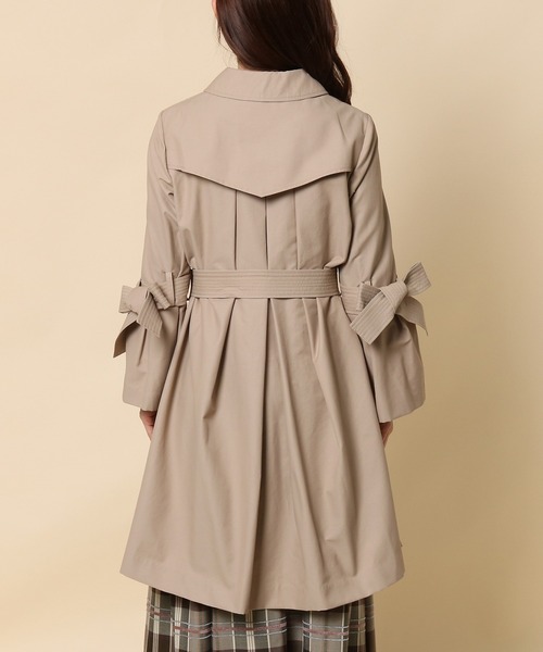 Rose Tiara（ローズティアラ）の「【撥水加工】ステッチ使いリボントレンチコート（テーラードジャケット・レディース・ブラック/ベージュ・42/38/46）」の5枚目の写真