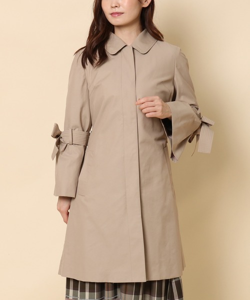 Rose Tiara（ローズティアラ）の「【撥水加工】ステッチ使いリボントレンチコート（テーラードジャケット・レディース・ブラック/ベージュ・42/38/46）」の6枚目の写真