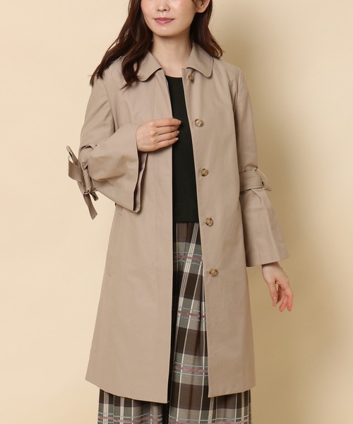 Rose Tiara（ローズティアラ）の「【撥水加工】ステッチ使いリボントレンチコート（テーラードジャケット・レディース・ブラック/ベージュ・42/38/46）」の7枚目の写真