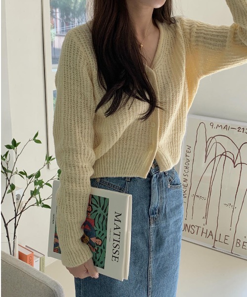 mood for a day（ムードフォーアデイ）の「heaven cardigan / クロップドリブカーディガン（カーディガン/ボレロ・レディース・アイボリー/ミント/ブルー/グレー/イエロー・FREE）」の12枚目の写真