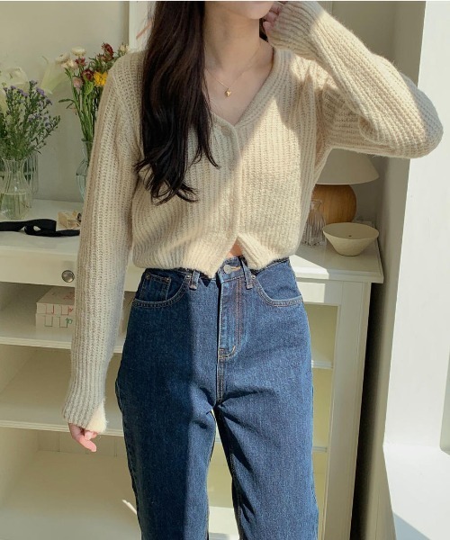 mood for a day（ムードフォーアデイ）の「heaven cardigan / クロップドリブカーディガン（カーディガン/ボレロ・レディース・アイボリー/ミント/ブルー/グレー/イエロー・FREE）」の19枚目の写真