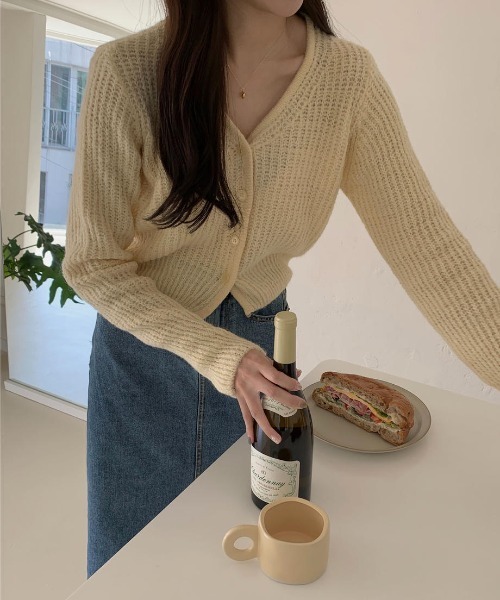 mood for a day（ムードフォーアデイ）の「heaven cardigan / クロップドリブカーディガン（カーディガン/ボレロ・レディース・アイボリー/ミント/ブルー/グレー/イエロー・FREE）」の15枚目の写真