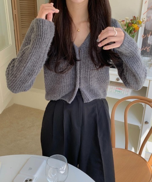 mood for a day（ムードフォーアデイ）の「heaven cardigan / クロップドリブカーディガン（カーディガン/ボレロ・レディース・アイボリー/ミント/ブルー/グレー/イエロー・FREE）」の8枚目の写真