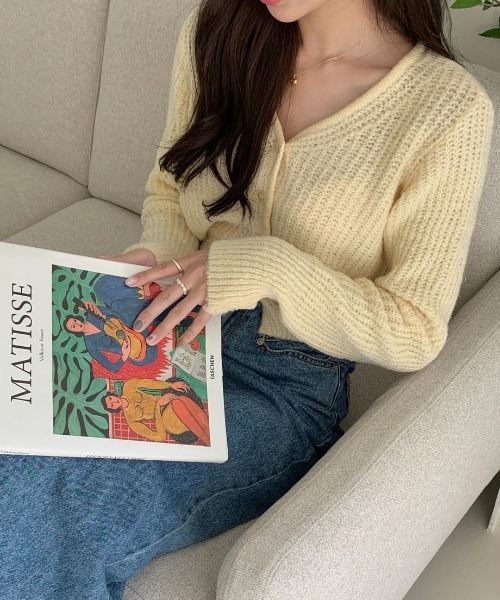 mood for a day（ムードフォーアデイ）の「heaven cardigan / クロップドリブカーディガン（カーディガン/ボレロ・レディース・アイボリー/ミント/ブルー/グレー/イエロー・FREE）」の14枚目の写真