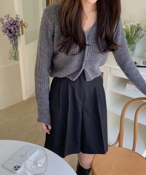 mood for a day（ムードフォーアデイ）の「heaven cardigan / クロップドリブカーディガン（カーディガン/ボレロ・レディース・アイボリー/ミント/ブルー/グレー/イエロー・FREE）」の7枚目の写真