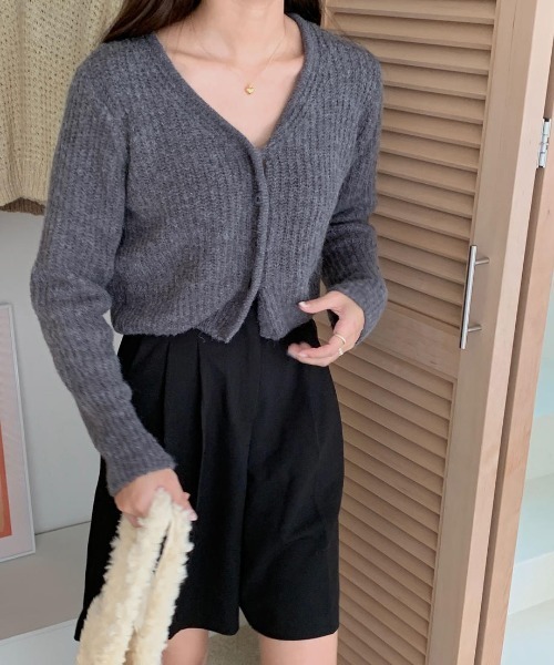 mood for a day（ムードフォーアデイ）の「heaven cardigan / クロップドリブカーディガン（カーディガン/ボレロ・レディース・アイボリー/ミント/ブルー/グレー/イエロー・FREE）」の9枚目の写真