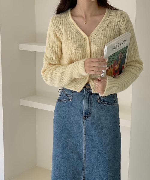 mood for a day（ムードフォーアデイ）の「heaven cardigan / クロップドリブカーディガン（カーディガン/ボレロ・レディース・アイボリー/ミント/ブルー/グレー/イエロー・FREE）」の11枚目の写真