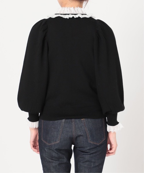 IENA LA BOUCLE バイカラーレースカーディガン◇