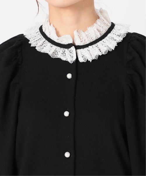 IENA LA BOUCLE バイカラーレースカーディガン◇