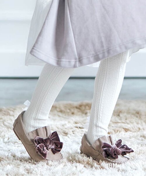 apres les cours（アプレレクール）の「リボンタイツ（タイツ/ストッキング・キッズ・ピンク/ブラック/アイボリー・100/120/90/110/140）」の2枚目の写真