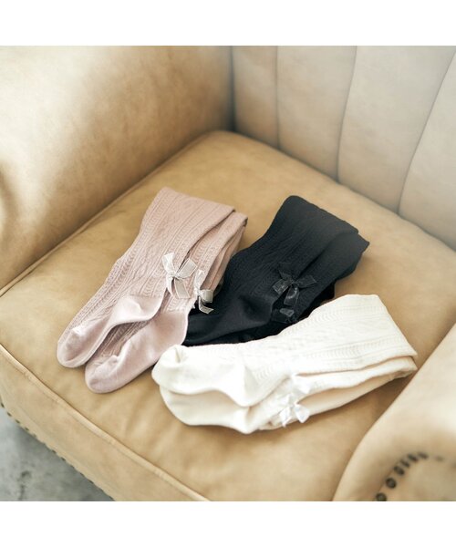 apres les cours（アプレレクール）の「リボンタイツ（タイツ/ストッキング・キッズ・ピンク/ブラック/アイボリー・100/120/90/110/140）」の12枚目の写真