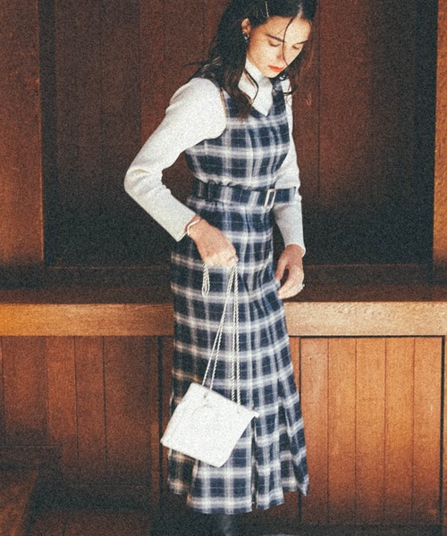 Cheek（チーク）の「マーメイドチェックジャンスカ（ジャンパースカート・レディース・ホワイト×ブラック/モカ/ミント・MEDIUM）」の6枚目の写真