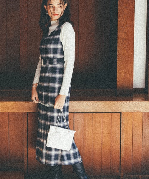 Cheek（チーク）の「マーメイドチェックジャンスカ（ジャンパースカート・レディース・ホワイト×ブラック/モカ/ミント・MEDIUM）」の9枚目の写真