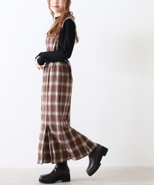 Cheek（チーク）の「マーメイドチェックジャンスカ（ジャンパースカート・レディース・ホワイト×ブラック/モカ/ミント・MEDIUM）」の17枚目の写真