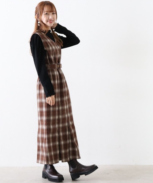 Cheek（チーク）の「マーメイドチェックジャンスカ（ジャンパースカート・レディース・ホワイト×ブラック/モカ/ミント・MEDIUM）」の21枚目の写真