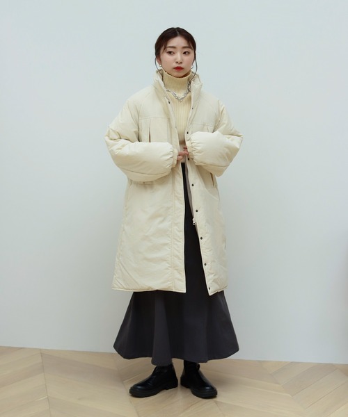 Birthday room（バースデイルーム）の「中綿ラグランミドル丈コート(撥水加工）（その他アウター・レディース・ホワイト/ブラック・FREE）」の5枚目の写真