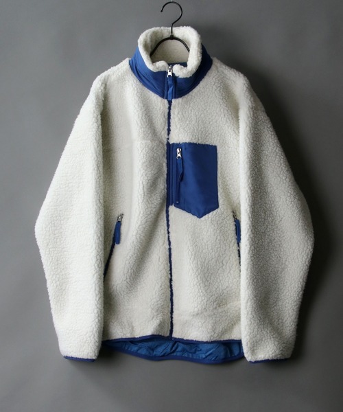 SITRY（シトリー）の「sheep boa Stand Jacket/シープボア スタンド ジャケット/ボア フリース ジャケット（ブルゾン・メンズ・オフホワイト/ブラック/ベージュ/タン・M/L/XL）」の2枚目の写真