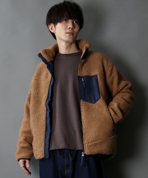 SITRY（シトリー）の「sheep boa Stand Jacket/シープボア スタンド ジャケット/ボア フリース ジャケット（ブルゾン・メンズ・オフホワイト/ブラック/ベージュ/タン・M/L/XL）」の19枚目の写真
