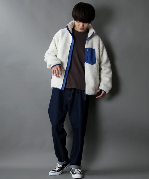 SITRY（シトリー）の「sheep boa Stand Jacket/シープボア スタンド ジャケット/ボア フリース ジャケット（ブルゾン・メンズ・オフホワイト/ブラック/ベージュ/タン・M/L/XL）」の20枚目の写真