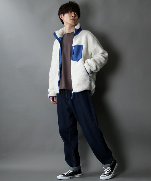 SITRY（シトリー）の「sheep boa Stand Jacket/シープボア スタンド ジャケット/ボア フリース ジャケット（ブルゾン・メンズ・オフホワイト/ブラック/ベージュ/タン・M/L/XL）」の21枚目の写真