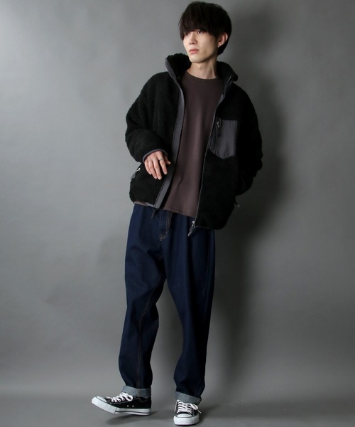 SITRY（シトリー）の「sheep boa Stand Jacket/シープボア スタンド ジャケット/ボア フリース ジャケット（ブルゾン・メンズ・オフホワイト/ブラック/ベージュ/タン・M/L/XL）」の22枚目の写真