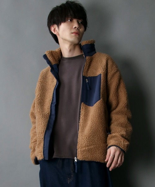 SITRY（シトリー）の「sheep boa Stand Jacket/シープボア スタンド ジャケット/ボア フリース ジャケット（ブルゾン・メンズ・オフホワイト/ブラック/ベージュ/タン・M/L/XL）」の18枚目の写真