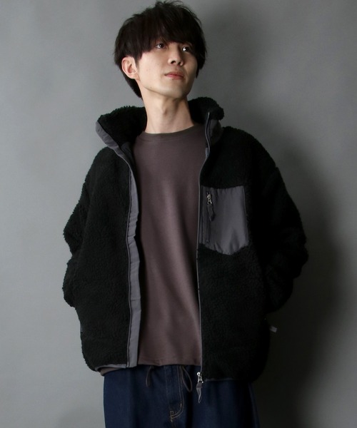SITRY（シトリー）の「sheep boa Stand Jacket/シープボア スタンド ジャケット/ボア フリース ジャケット（ブルゾン・メンズ・オフホワイト/ブラック/ベージュ/タン・M/L/XL）」の13枚目の写真