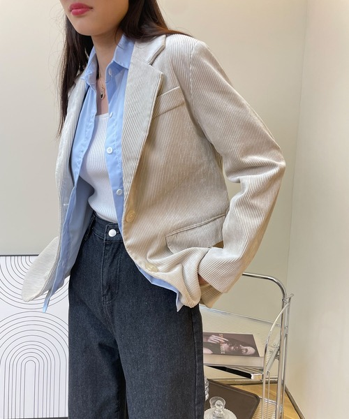 MAISON DE THERESE(メゾン ド テレーズ)の「コージュロイジャケット(テーラードジャケット・レディース・ホワイト/ブラック/オレンジ/ブルー/グリーン・LARGE/MEDIUM)」の1枚目の写真
