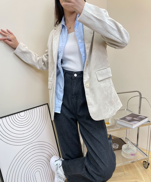 MAISON DE THERESE(メゾン ド テレーズ)の「コージュロイジャケット(テーラードジャケット・レディース・ホワイト/ブラック/オレンジ/ブルー/グリーン・LARGE/MEDIUM)」の9枚目の写真