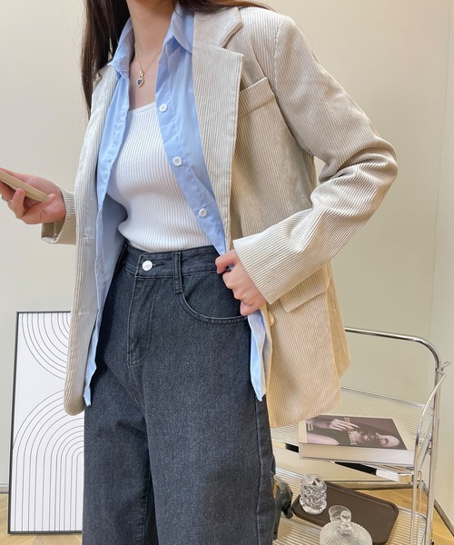 MAISON DE THERESE(メゾン ド テレーズ)の「コージュロイジャケット(テーラードジャケット・レディース・ホワイト/ブラック/オレンジ/ブルー/グリーン・LARGE/MEDIUM)」の8枚目の写真