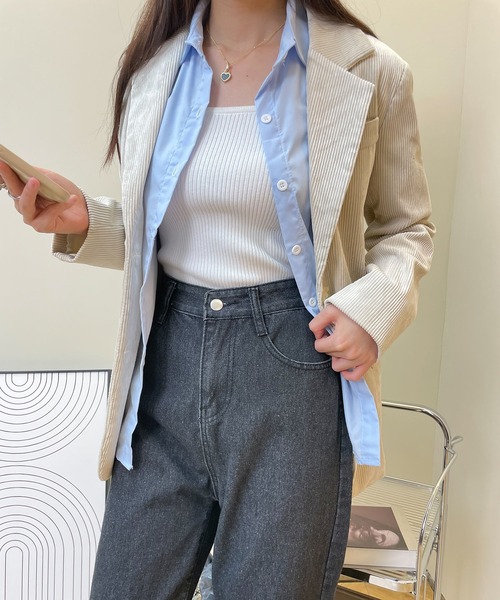 MAISON DE THERESE(メゾン ド テレーズ)の「コージュロイジャケット(テーラードジャケット・レディース・ホワイト/ブラック/オレンジ/ブルー/グリーン・LARGE/MEDIUM)」の10枚目の写真