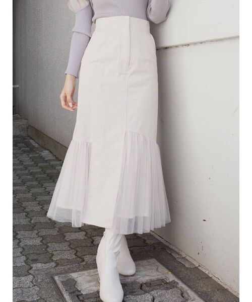 MERCURYDUO（マーキュリーデュオ）の「プリーツドッキングアシメデニムスカート（スカート・レディース・インディゴブルー/アイボリー/ラベンダー・SMALL/MEDIUM）」の18枚目の写真