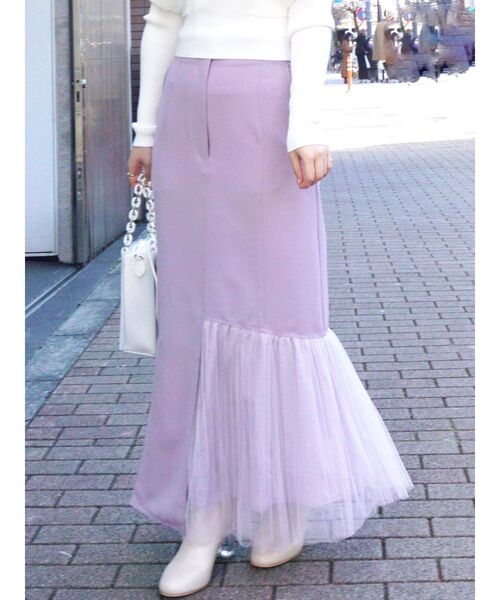 MERCURYDUO（マーキュリーデュオ）の「プリーツドッキングアシメデニムスカート（スカート・レディース・インディゴブルー/アイボリー/ラベンダー・SMALL/MEDIUM）」の8枚目の写真