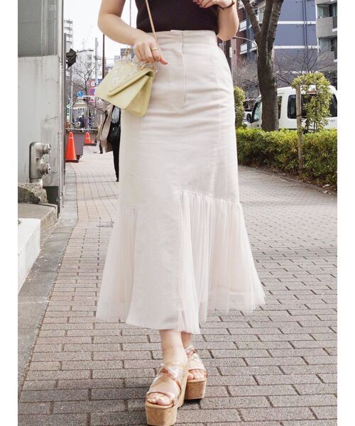 MERCURYDUO（マーキュリーデュオ）の「プリーツドッキングアシメデニムスカート（スカート・レディース・インディゴブルー/アイボリー/ラベンダー・SMALL/MEDIUM）」の19枚目の写真