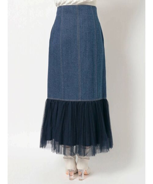 MERCURYDUO（マーキュリーデュオ）の「プリーツドッキングアシメデニムスカート（スカート・レディース・インディゴブルー/アイボリー/ラベンダー・SMALL/MEDIUM）」の21枚目の写真
