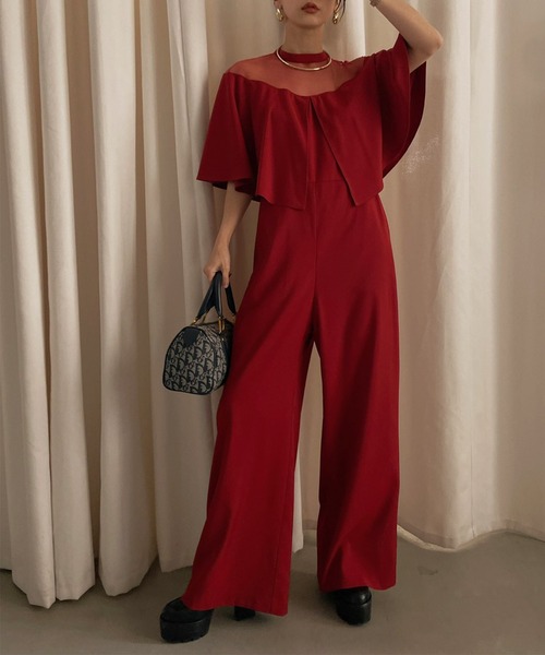 CURTAIN SHOULDER ROMPERS（つなぎ/オールインワン）｜Ameri（アメリ