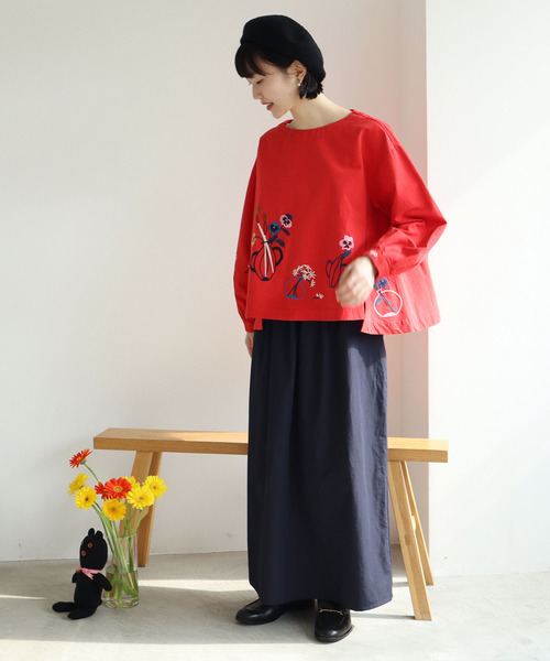 アトリエドゥサボン   sprout ジャガードブラウス　刺繍　花 l'atelier du savon（アトリエドゥサボン） ブラウス シャツ handcraft