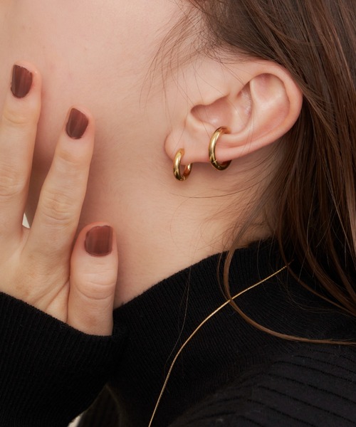 muku（ムク）の「金属アレルギー対応 ラウンドイヤリング/ ラウンドイヤーカフサージカルステンレス/316L（イヤリング・レディース・シルバー/ゴールド・FREE）」の4枚目の写真