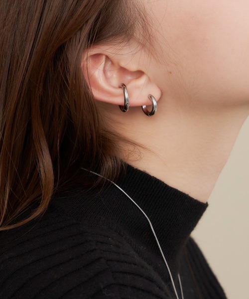 muku（ムク）の「金属アレルギー対応 ラウンドイヤリング/ ラウンドイヤーカフサージカルステンレス/316L（イヤリング・レディース・シルバー/ゴールド・FREE）」の5枚目の写真