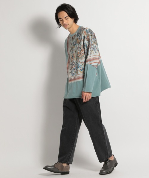 niko and...（ニコアンド）の「バンダナ切り替えプルオーバー（Tシャツ/カットソー・メンズ・ブルー/スモーク/チャコール・SMALL/MEDIUM/LARGE）」の6枚目の写真